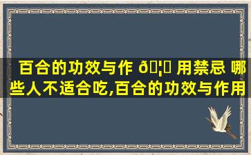百合的功效与作 🦍 用禁忌 哪些人不适合吃,百合的功效与作用及禁忌症有作用及禁忌